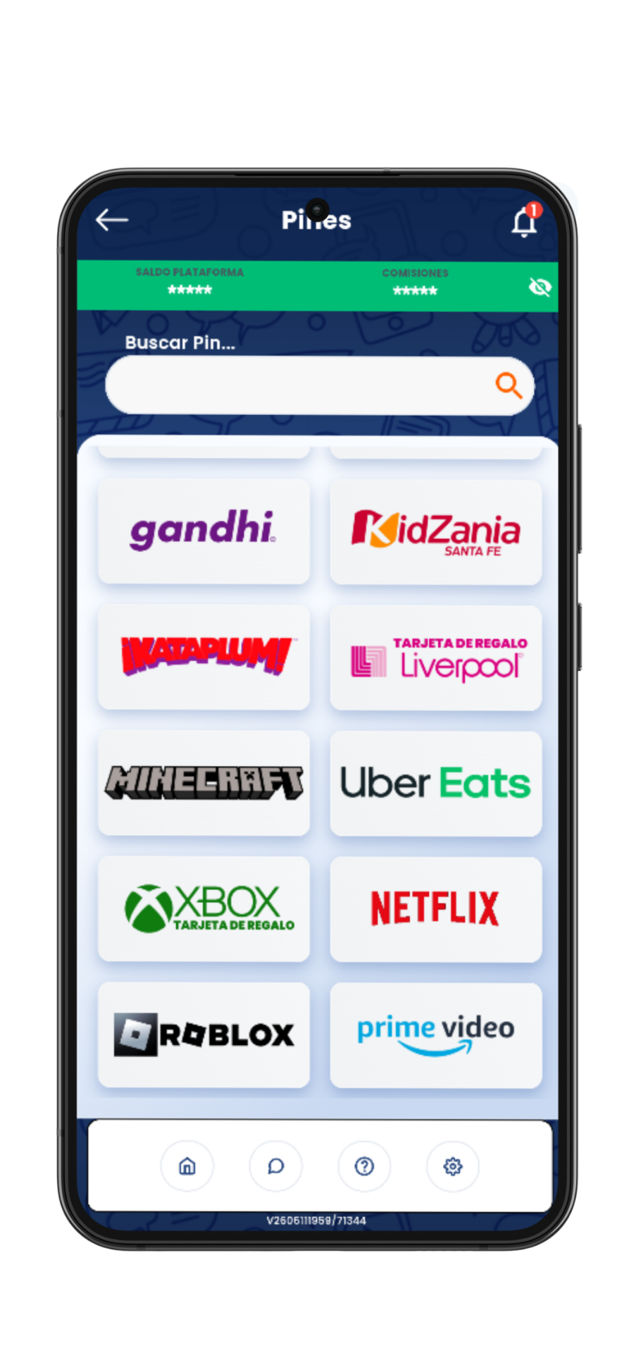 Mockup de la app de Móvil Conecta: Pines electrónicos