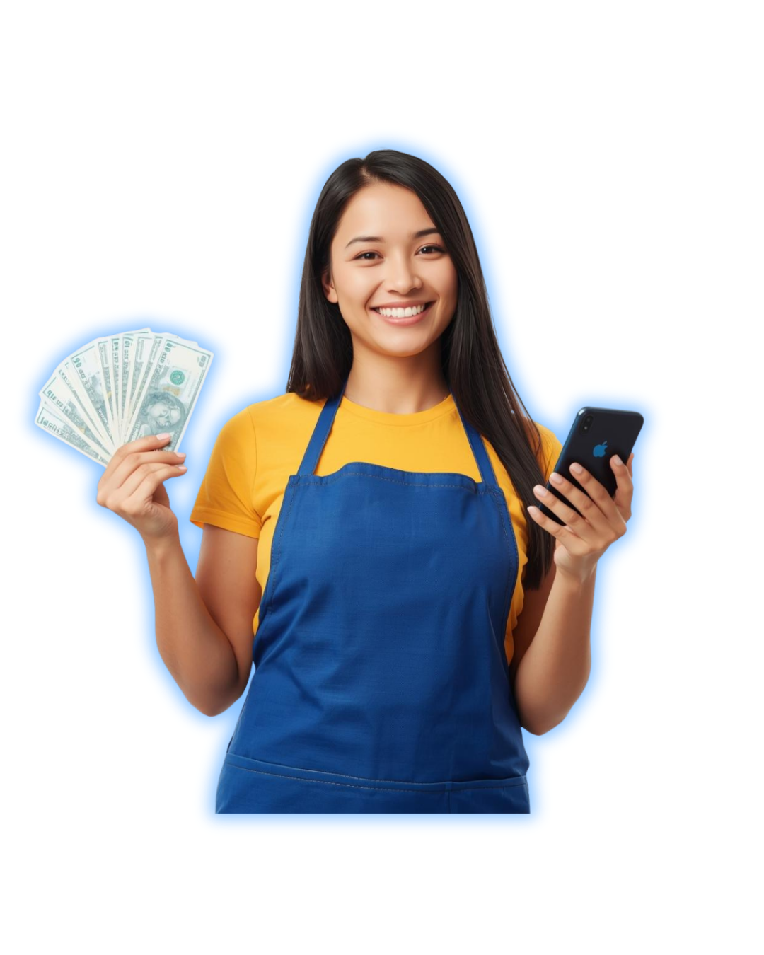 Emprendedora con un celular en la mano