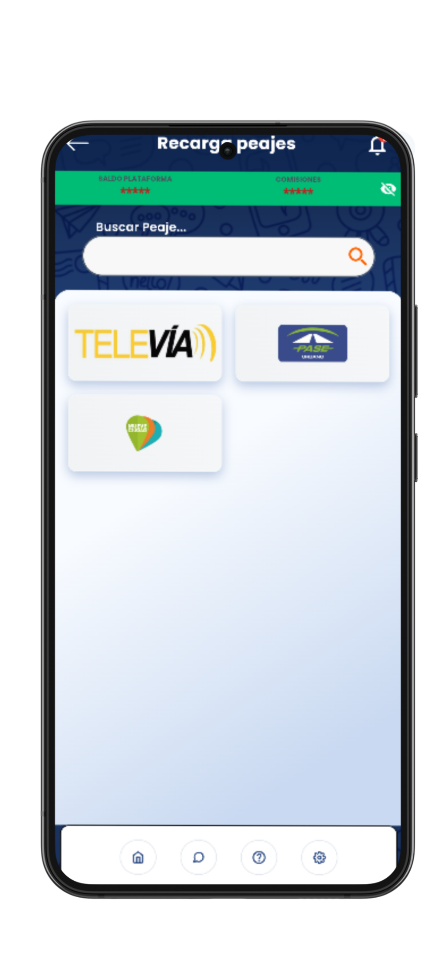 Mockup de la app de Móvil Conecta: TAG y peajes