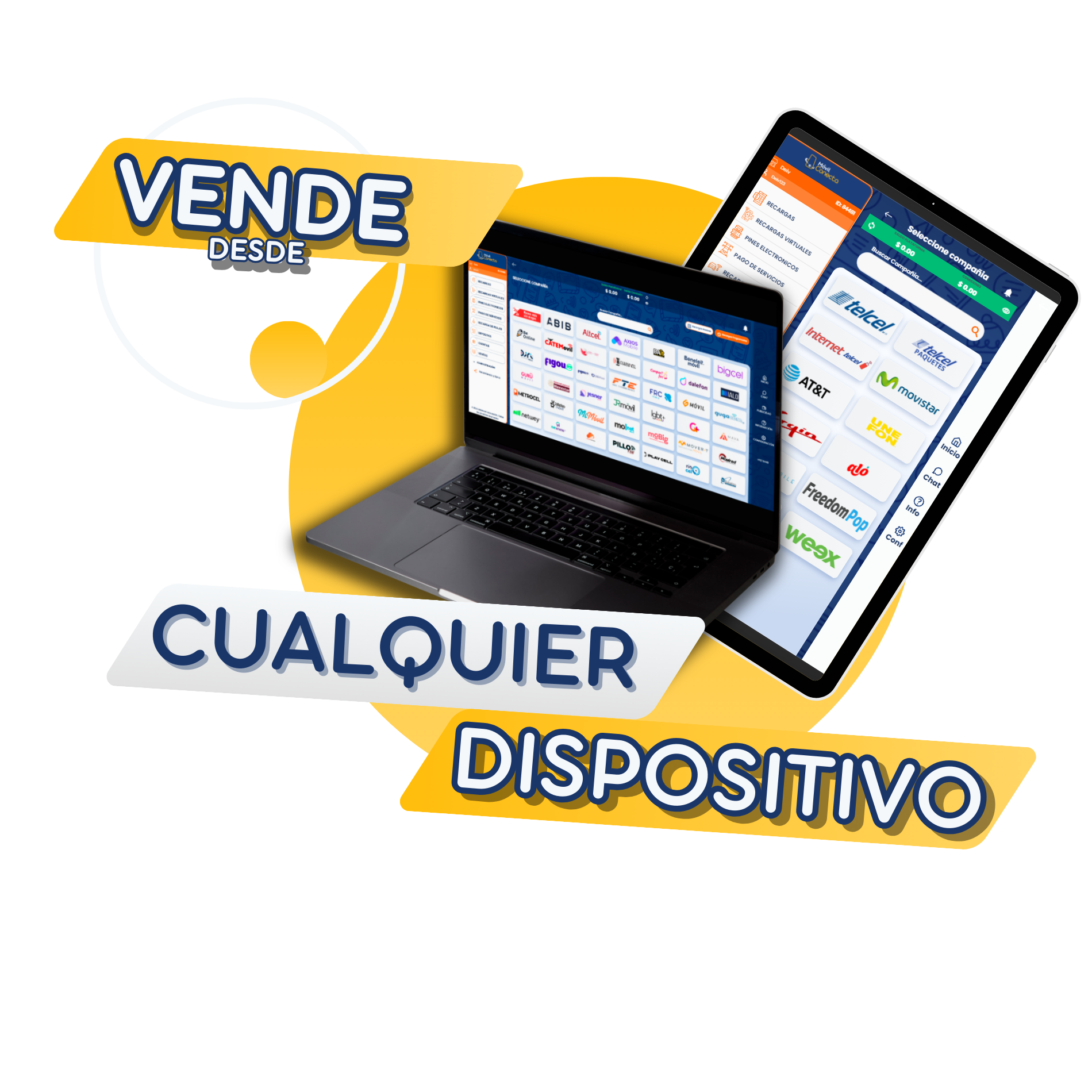 Vende desde cualquier dispositivo con Móvil Conecta: computadora y tablet con la plataforma.